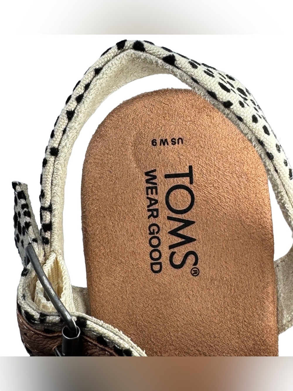 TOMS Womens Audrey Espadrille Wedge Platform Sandals Animal Print 9M Boho - Picture 9 of 10